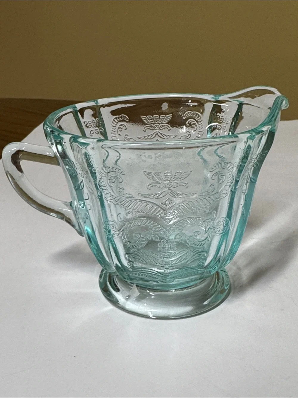 Indiana Glass Aqua Madrid Recollection Creamer and Sugar Set 3.25”